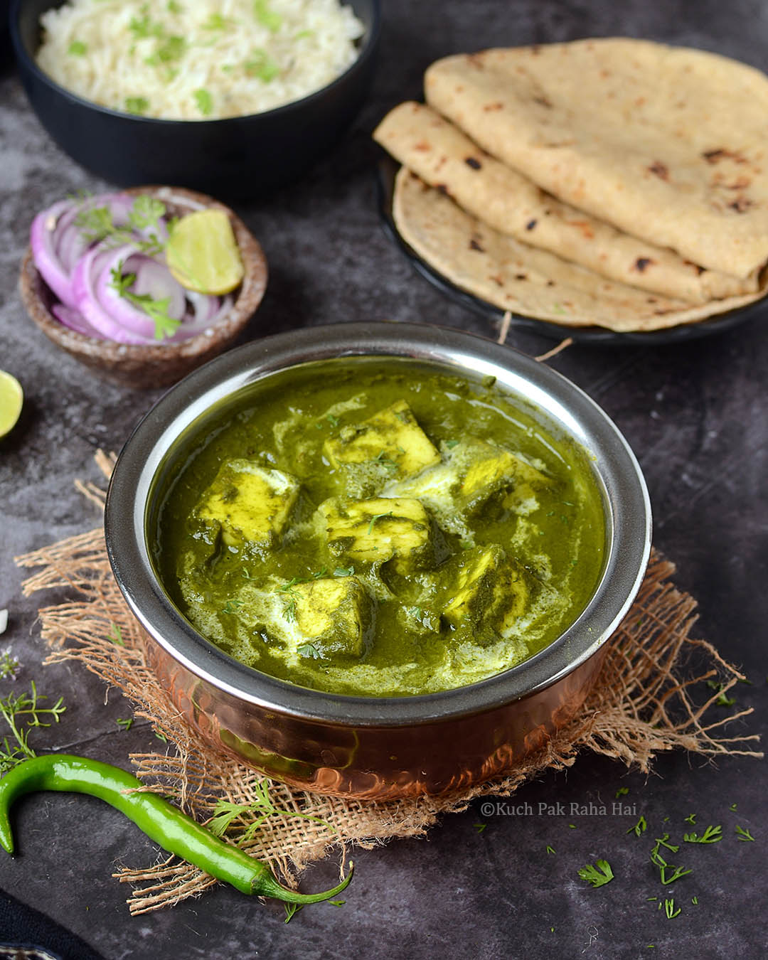Indian Spinach Paneer or Cottage Cheese