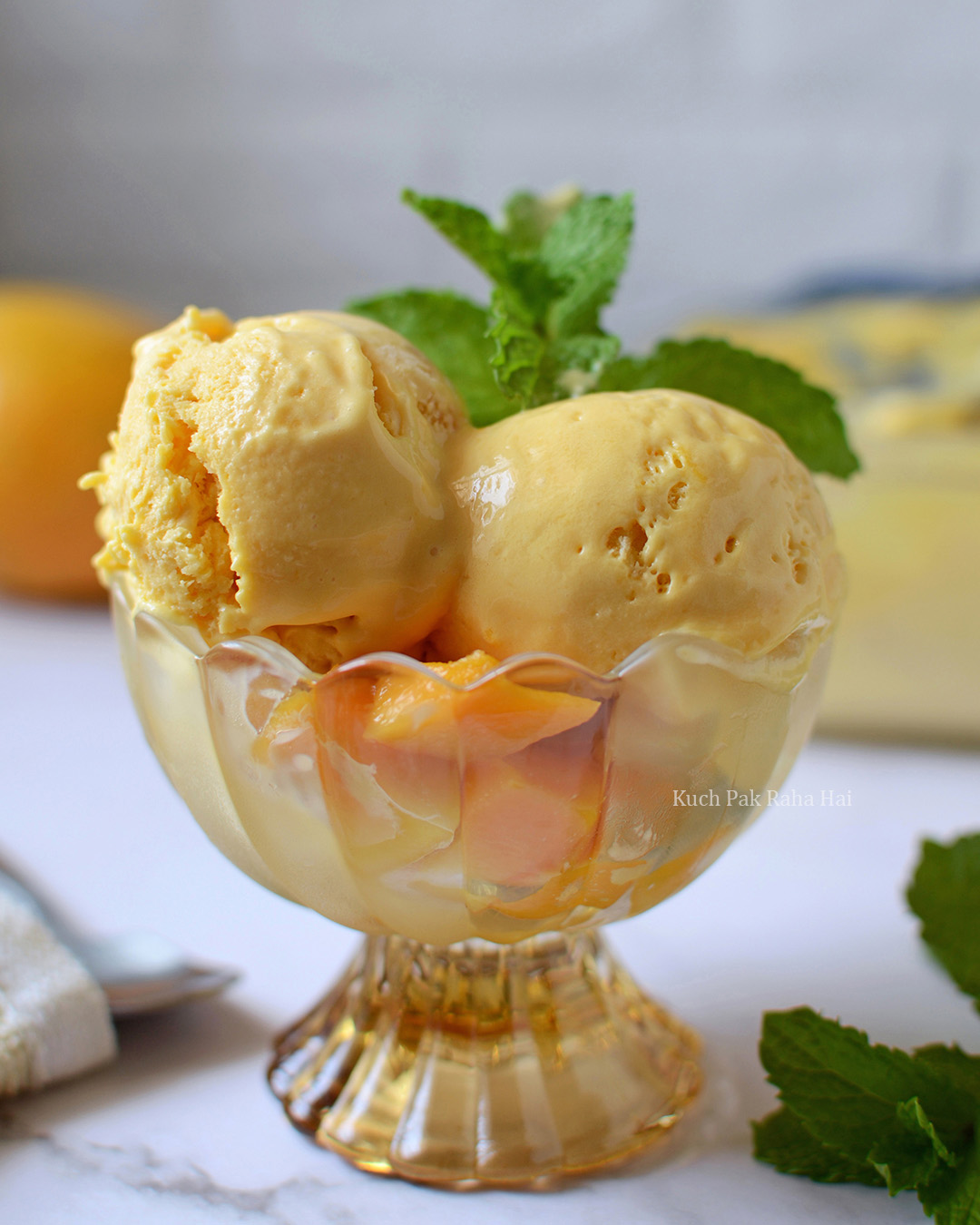 Mango Ice Cream Recipe no churn eggless