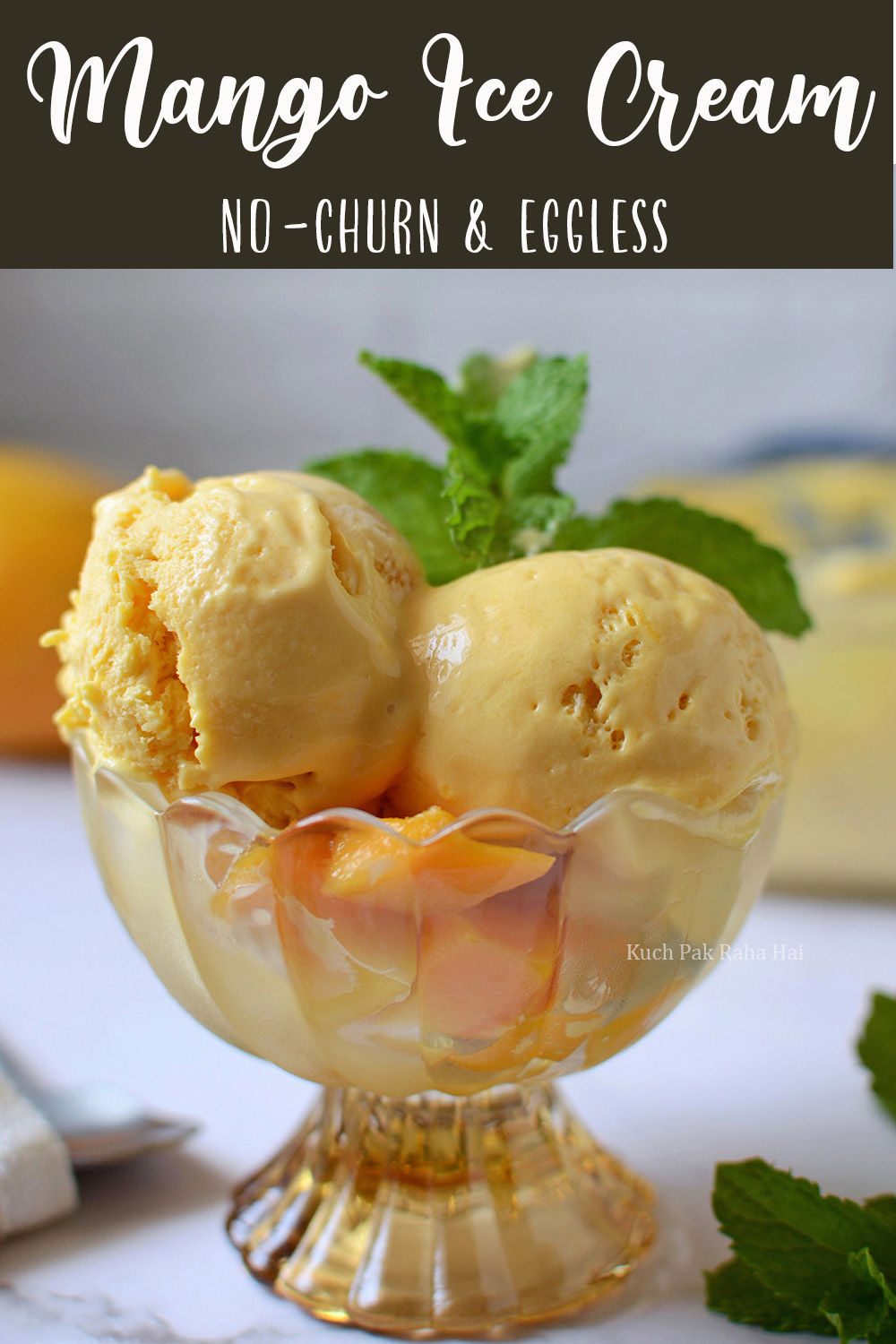 Mango Ice Cream No-Churn Eggless Easy 3 Ingredients