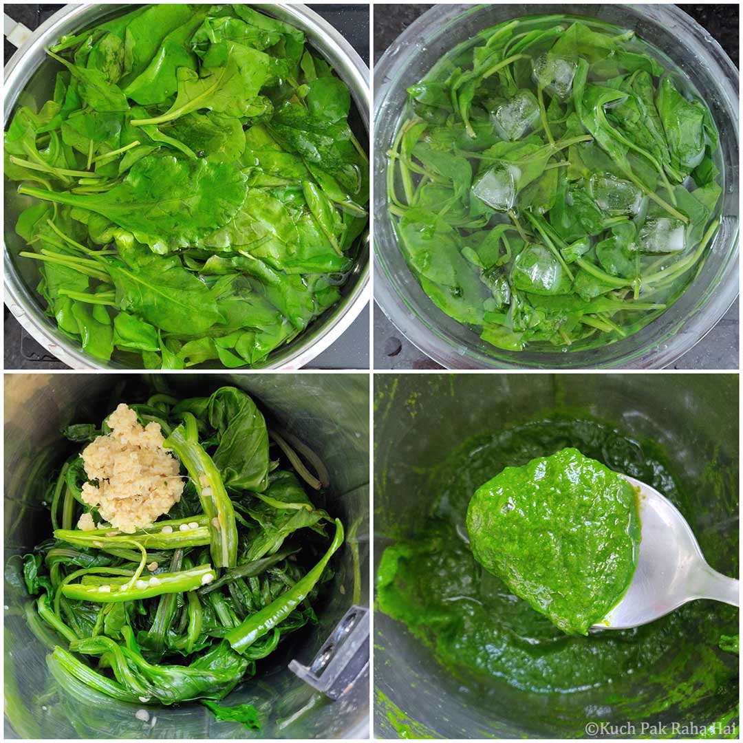 Blanching & blending spinach.