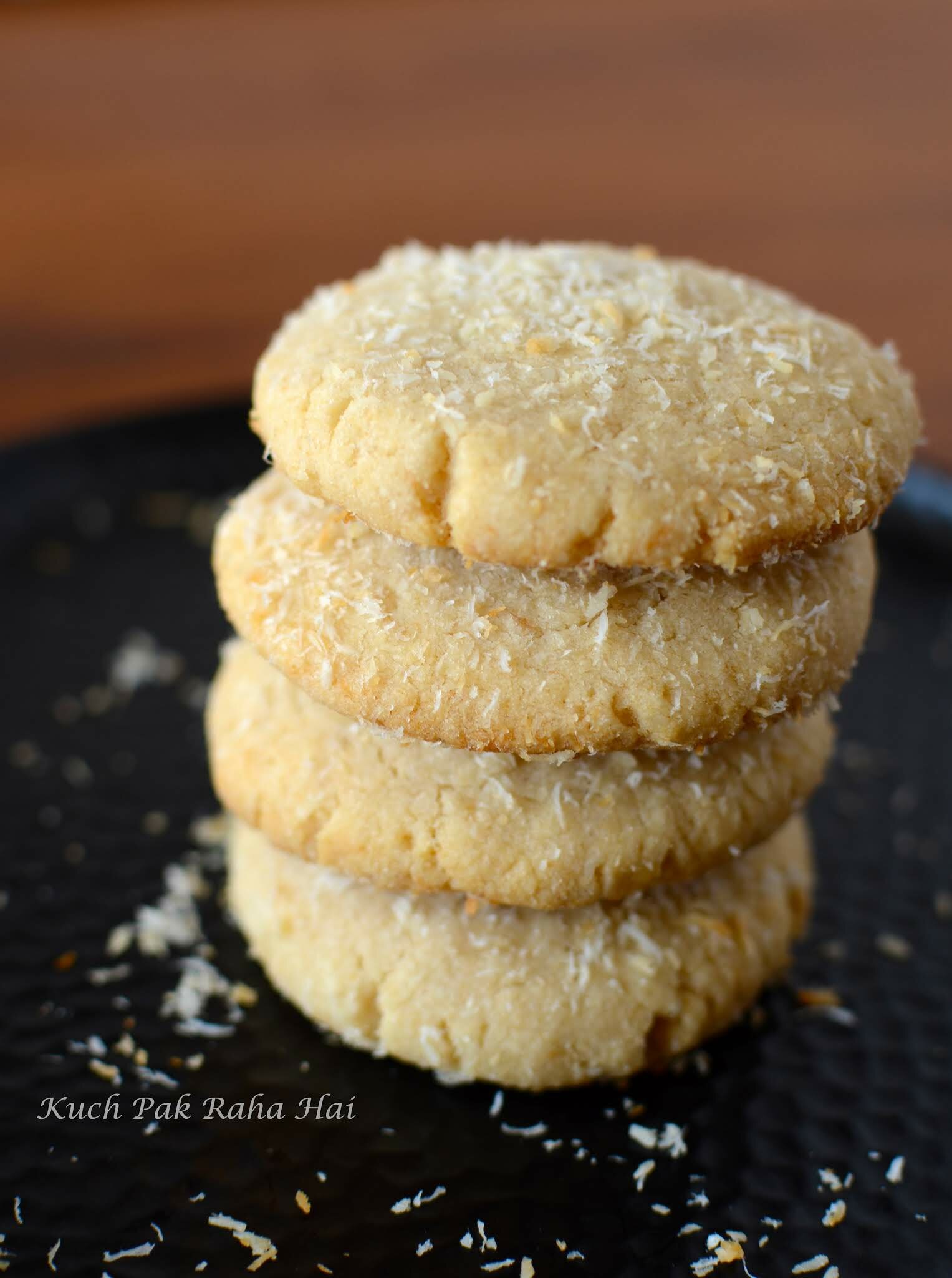 Eggless Coconut Cookies recipe with whole wheat flour, Healthy Cookies Recipe