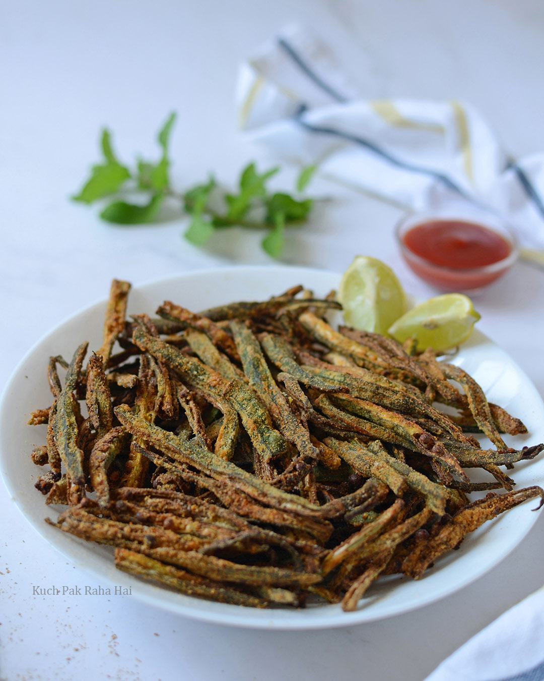 Crispy Okra In Air Fryer Recipe. Also known as 'Kurkuri Bhindi'