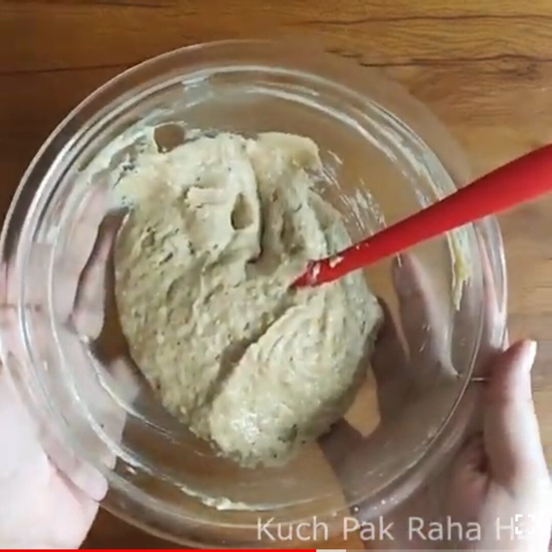 Making Apple muffin batter.