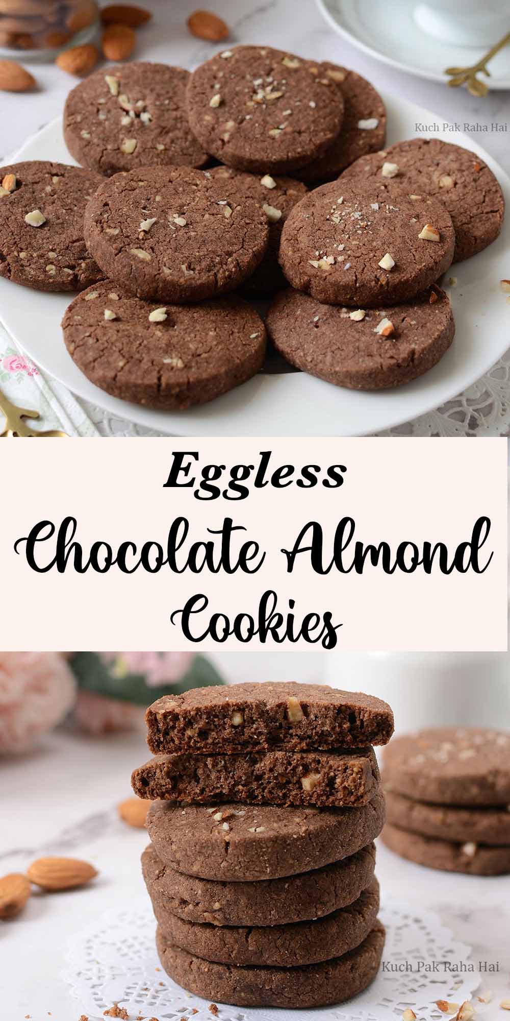 Eggless Chocolate Almond Cookies Christmas