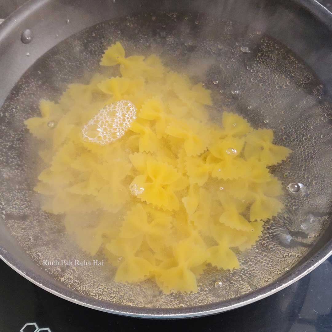 Boiling Pasta in a pot.