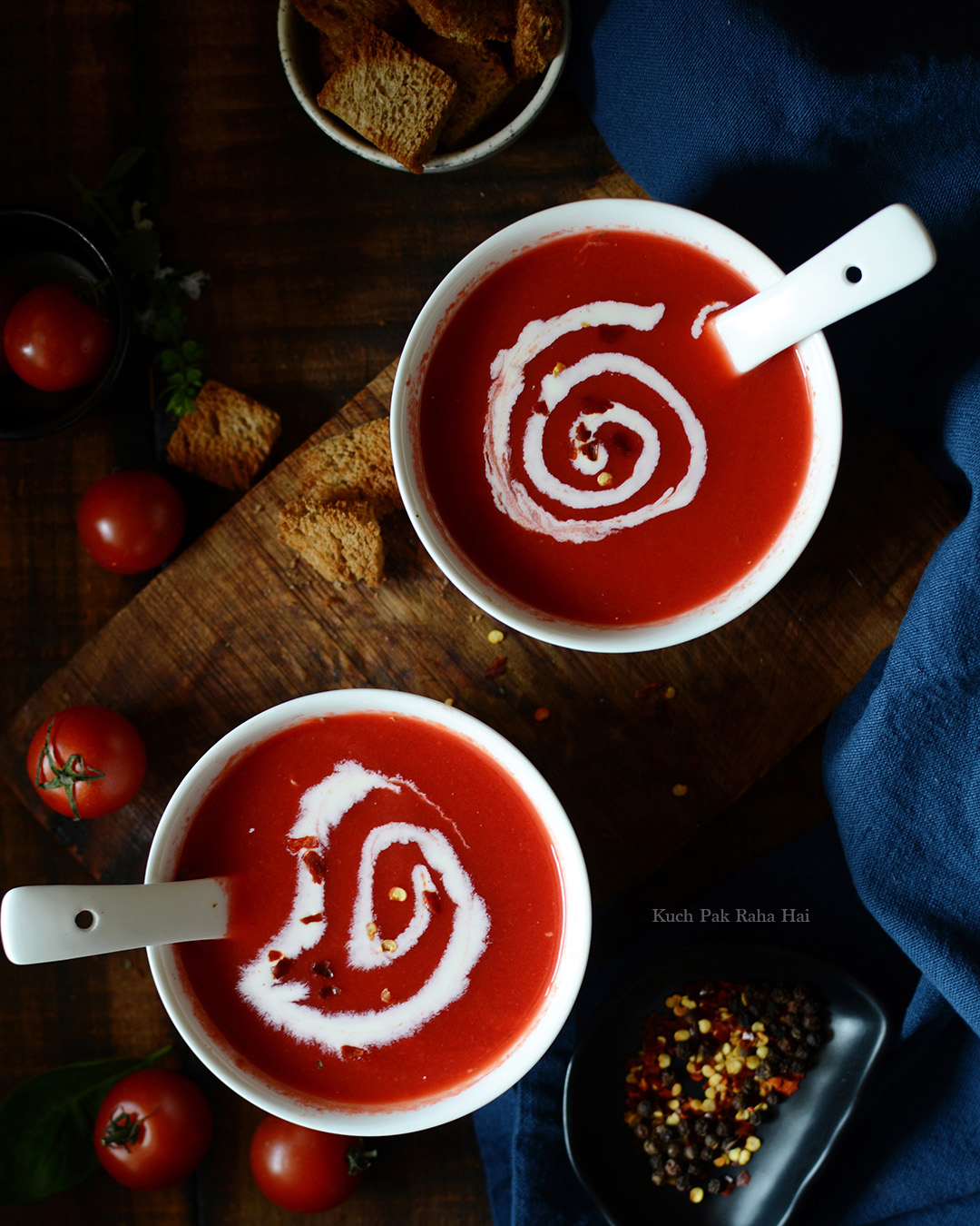 Tomato carrot beet ginger soup.