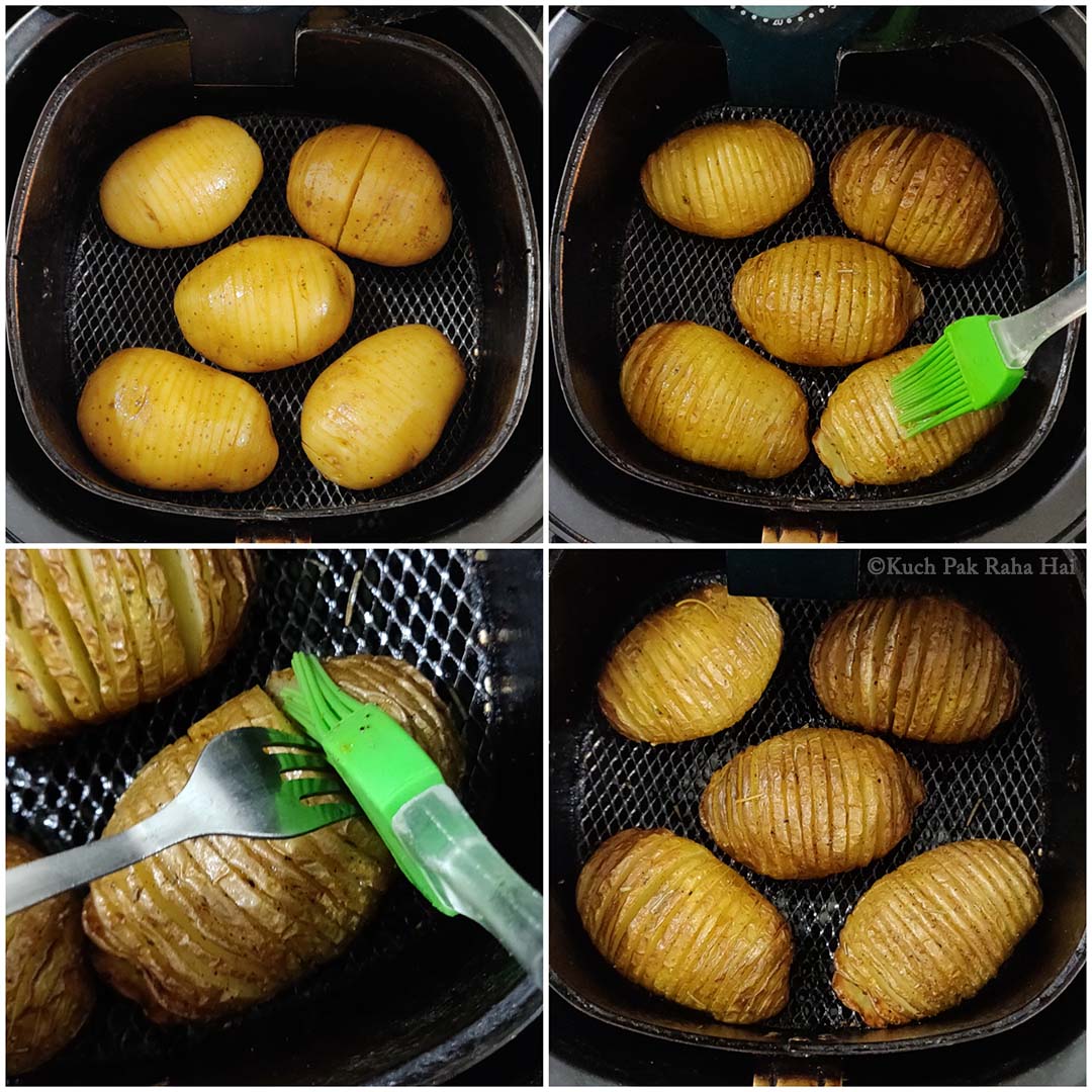 Baking hasselback potatoes in air fryer.