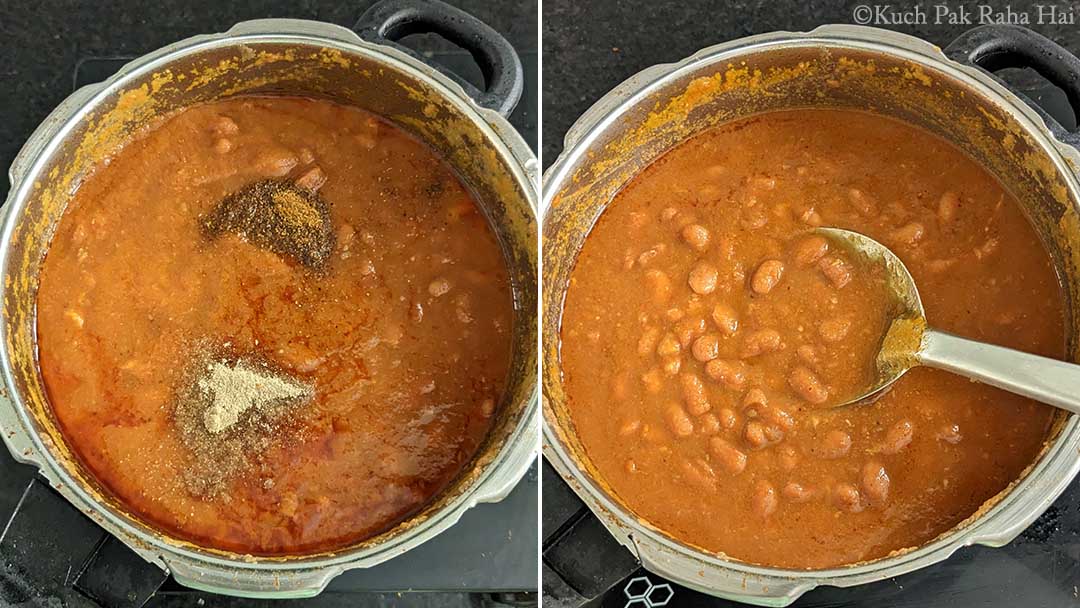 Adding garam masala to Rajma.