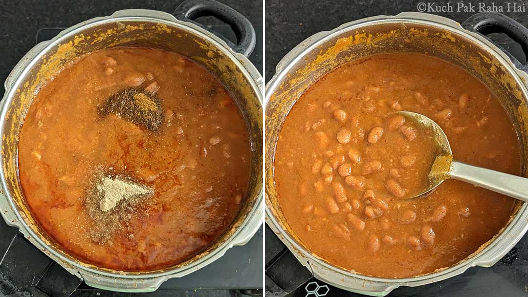 Adding garam masala to Rajma.