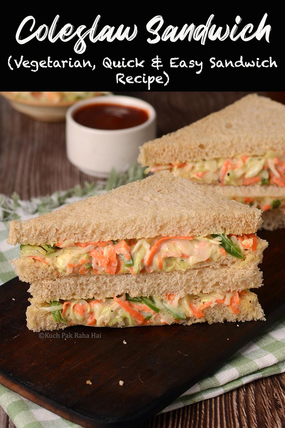 Coleslaw sandwich vegetarian / vegan.