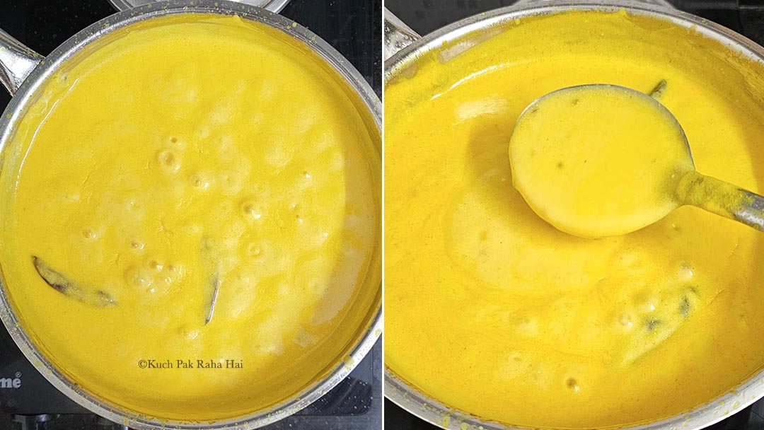 Simmering kadhi.