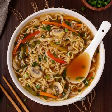 Vegetable noodle soup vegan.