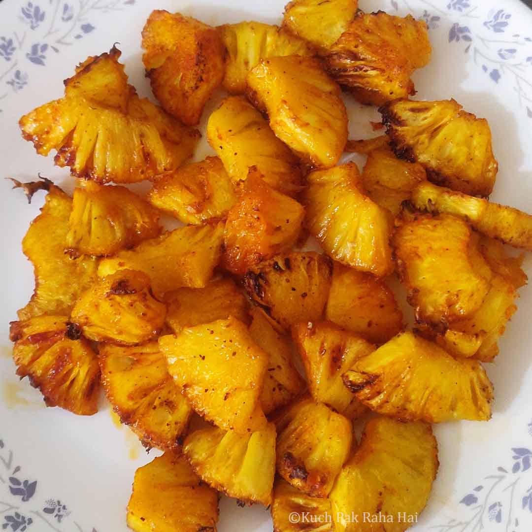 air fried pineapple pieces.