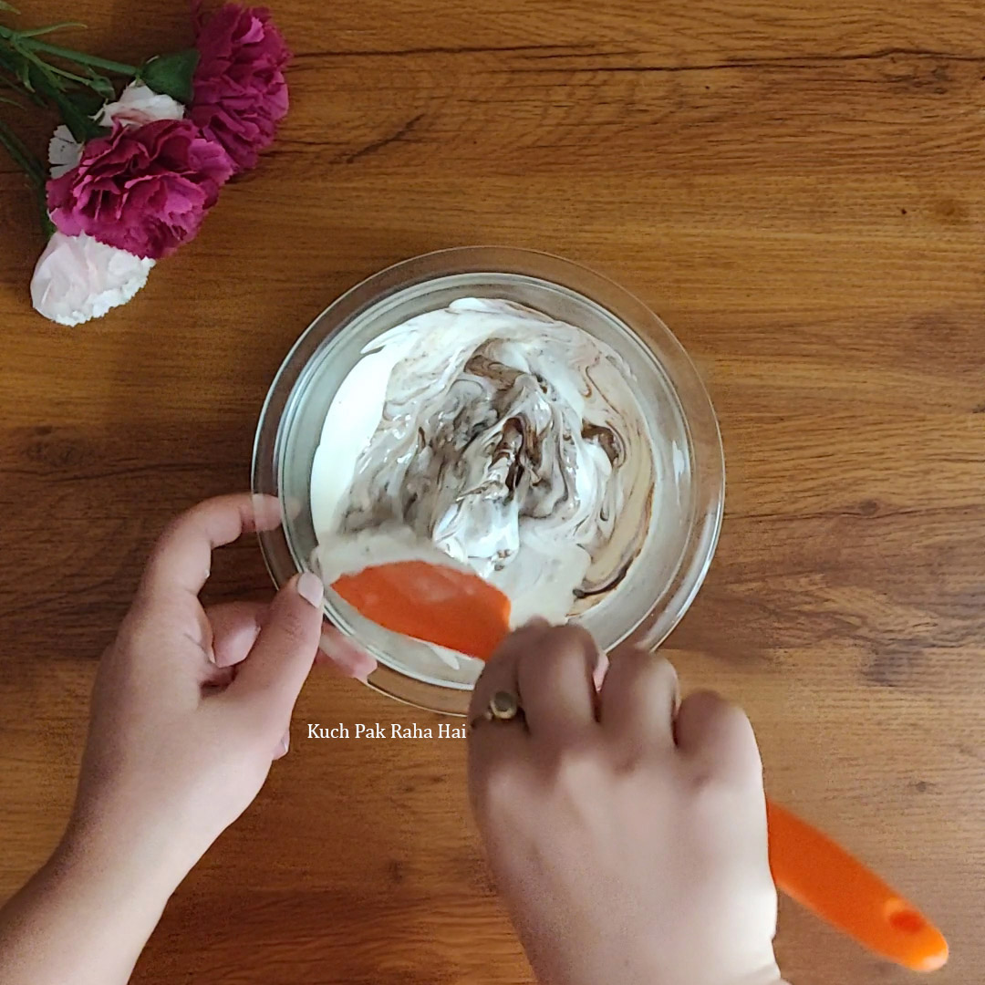 Preparing chocolate ganache.