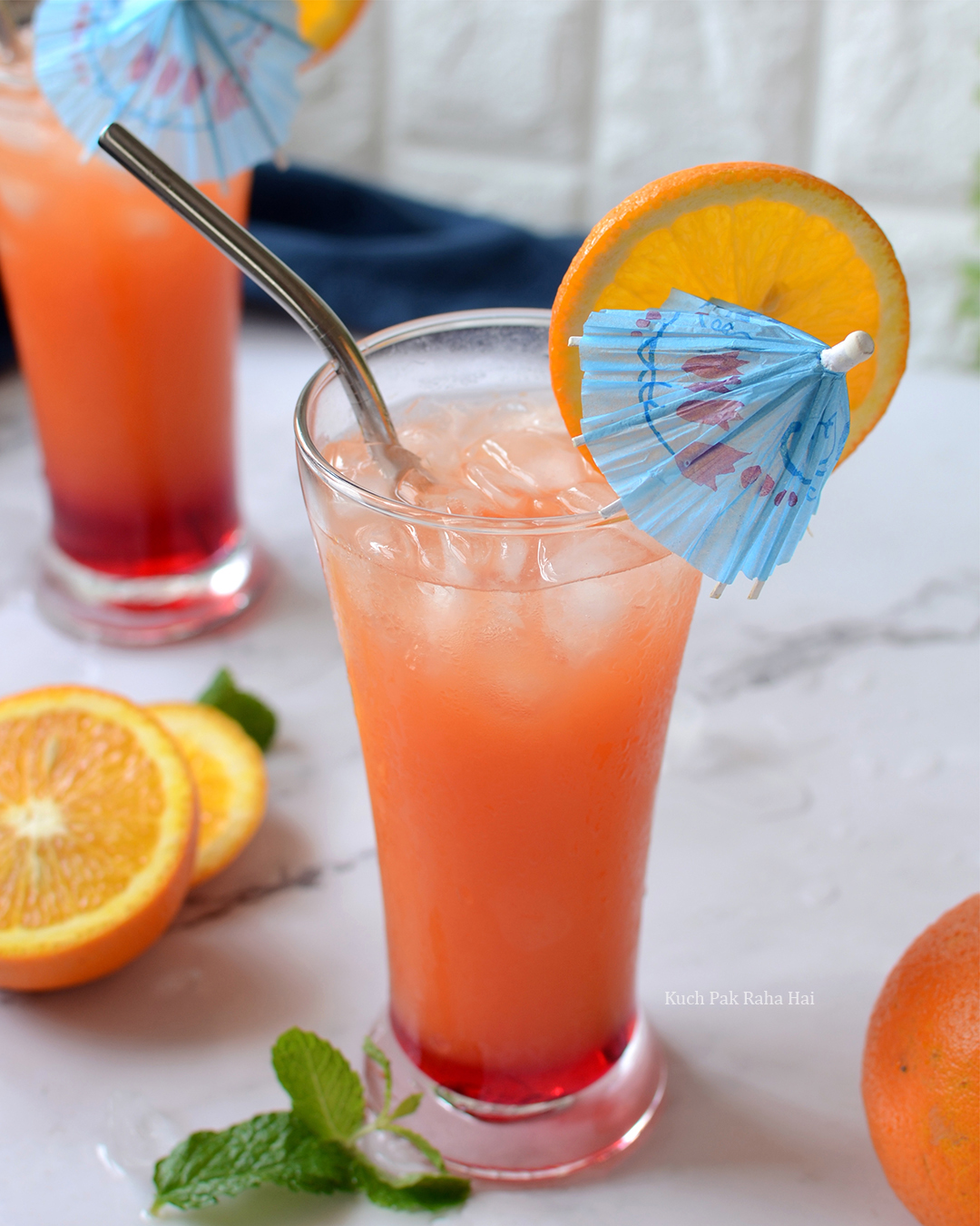 Rose Sunrise Summer Cooler Mocktail Recipe (without alcohol)