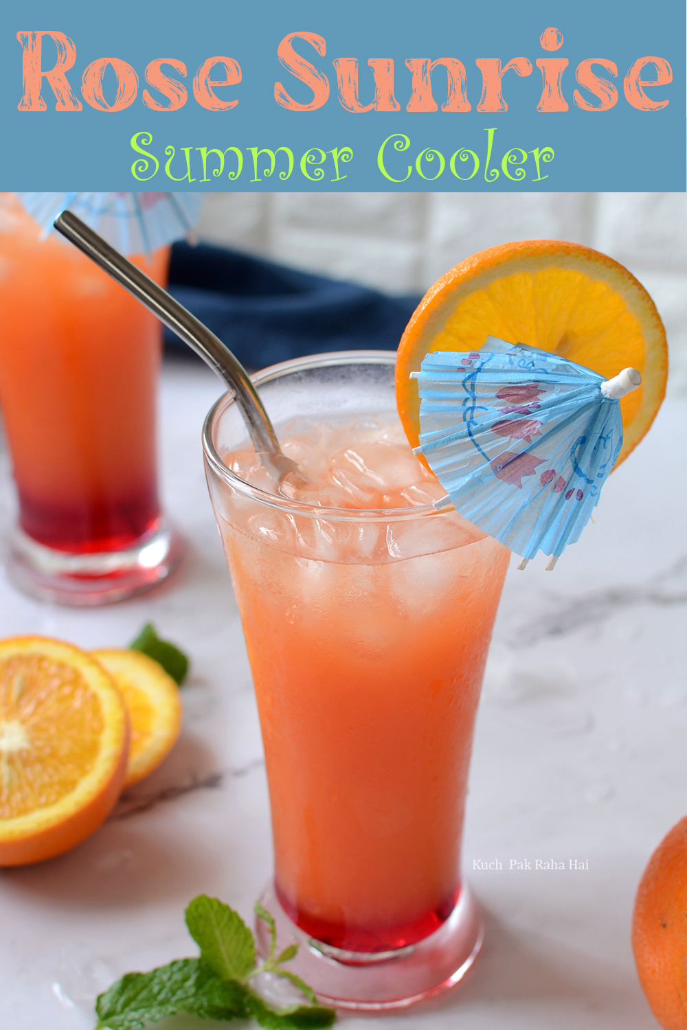 Rose Sunrise Summer Cooler Mocktail recipe without alcohol