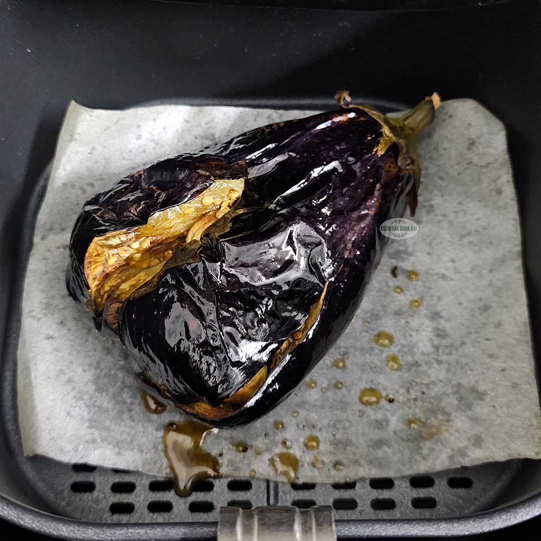 Air fryer roasted whole eggplant.