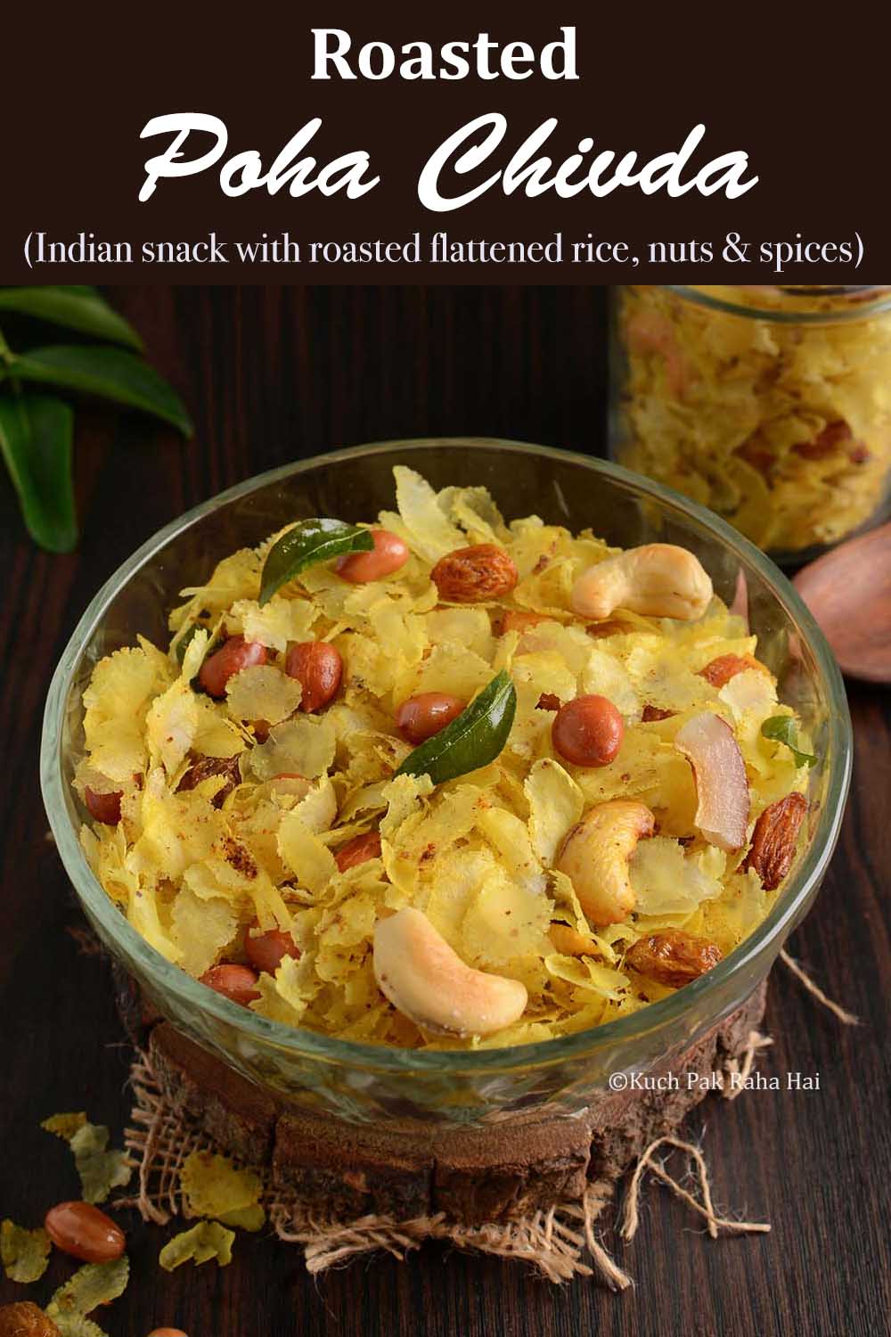 Roasted Poha Chivda Healthy Indian snack Vegan.