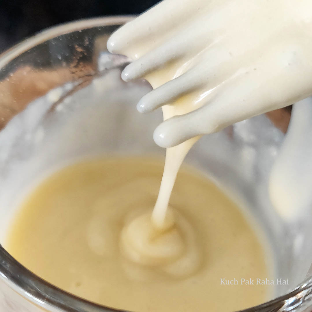 Mixing to make smooth batter.