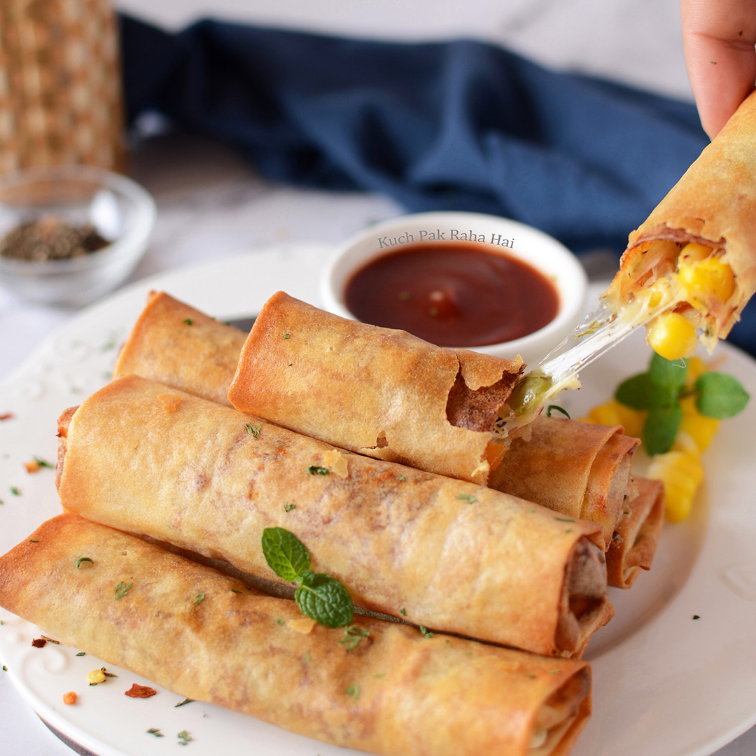 Cheese Burst Spring Roll in Air Fryer Recipe