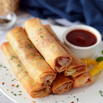 Cheese Spring Roll Recipe in air fryer Vegetarian starter snack recipe made in air fryer