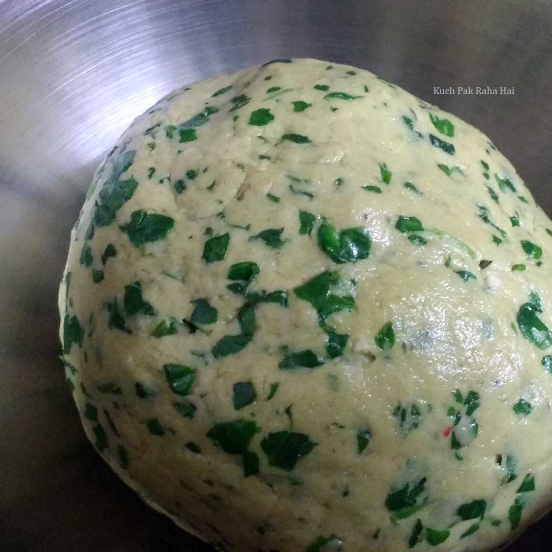 Making dough for paratha.