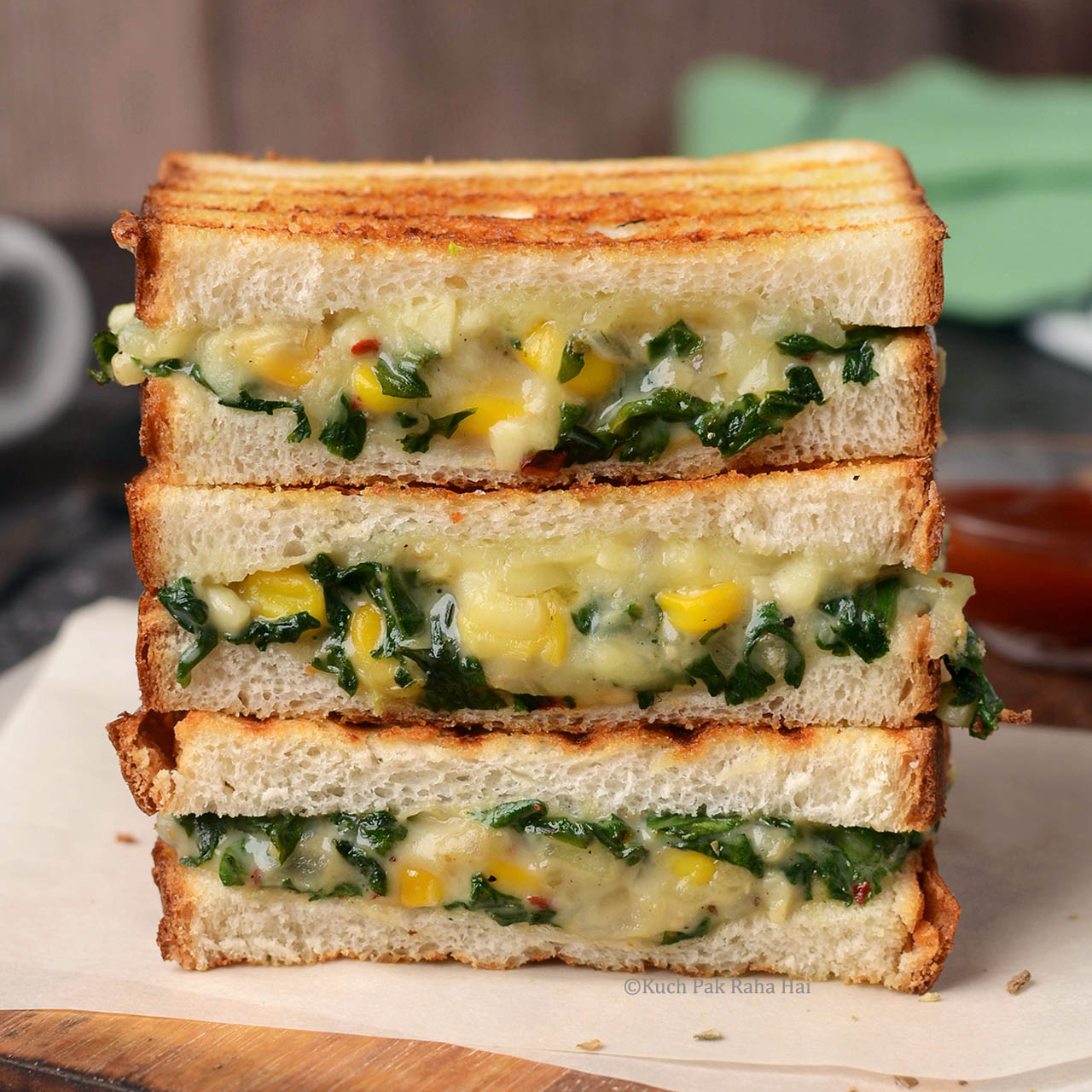 Spinach Corn Sandwich Recipe