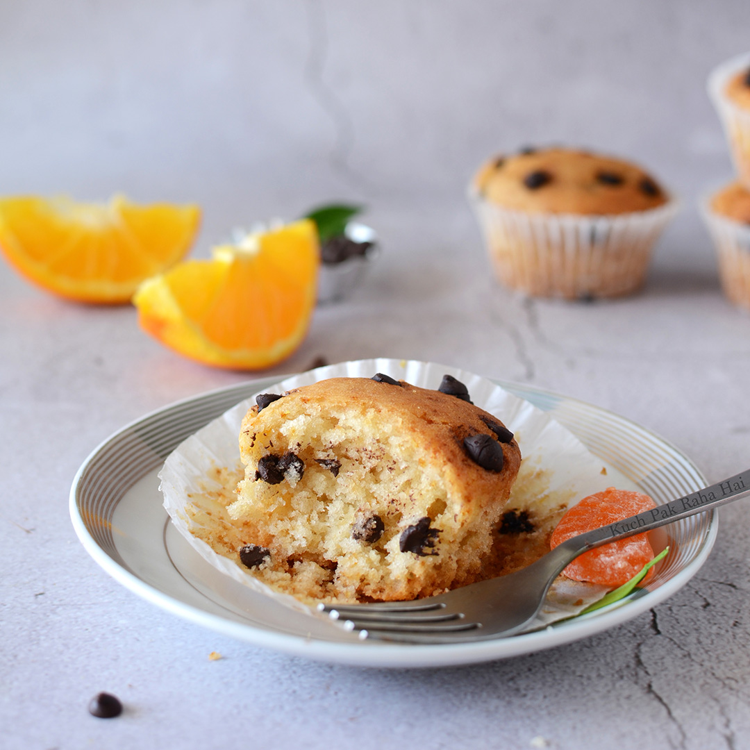 Eggless Orange Muffins Recipe using orange juice