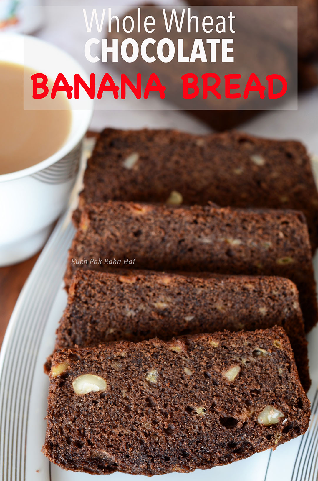 Eggless Banana Bread Vegan Whole Wheat in Chocolate Flavour