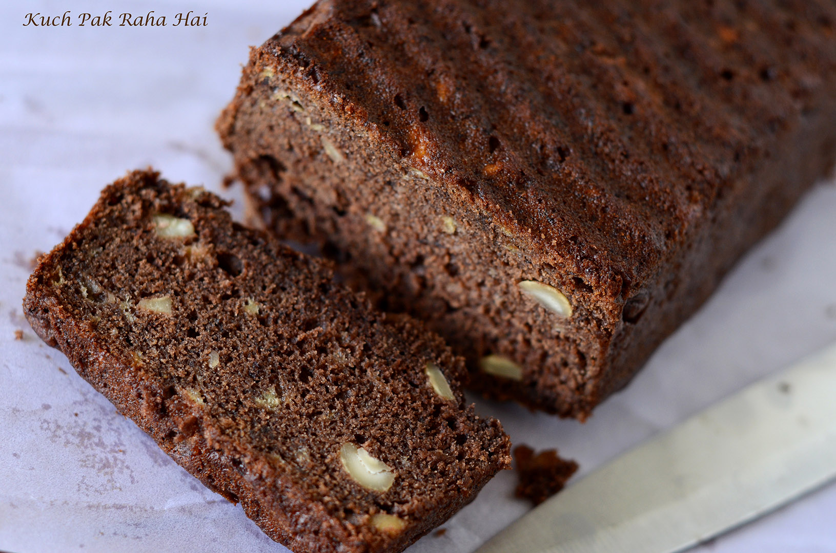 Eggless Banana Bread made with whole wheat flour