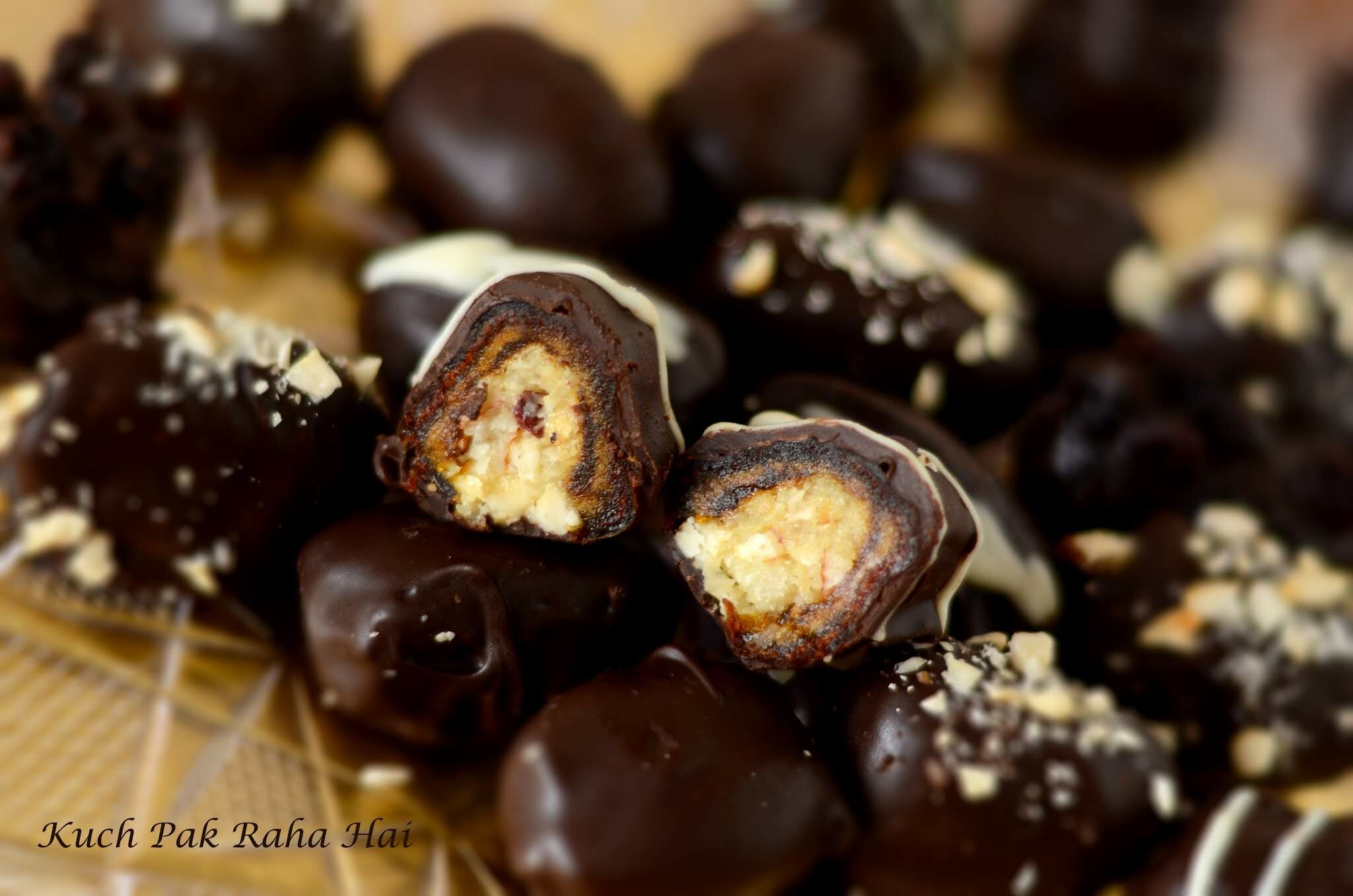 Inside texture of chocolate dates.