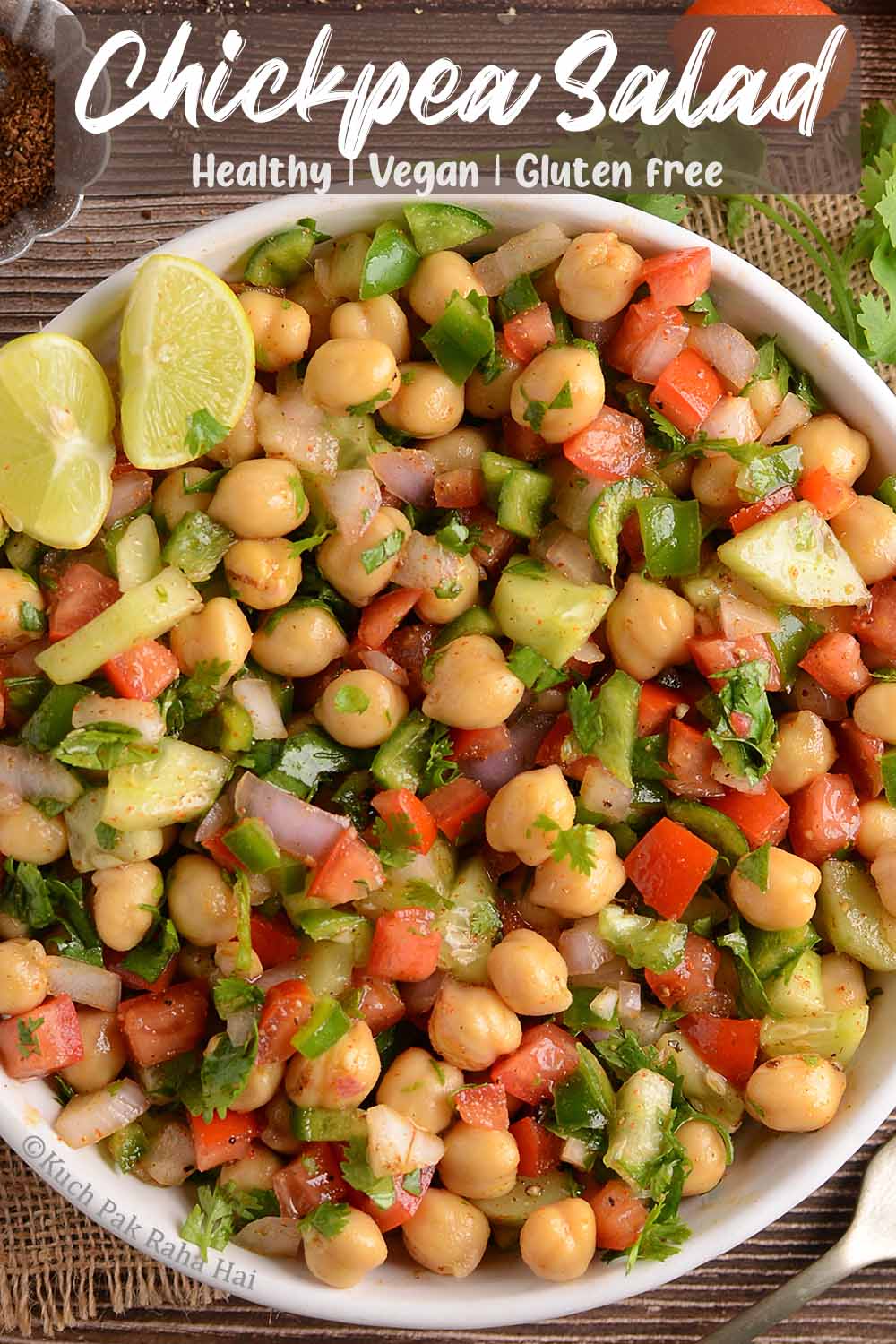 Chickpea salad easy protein dinner recipe.