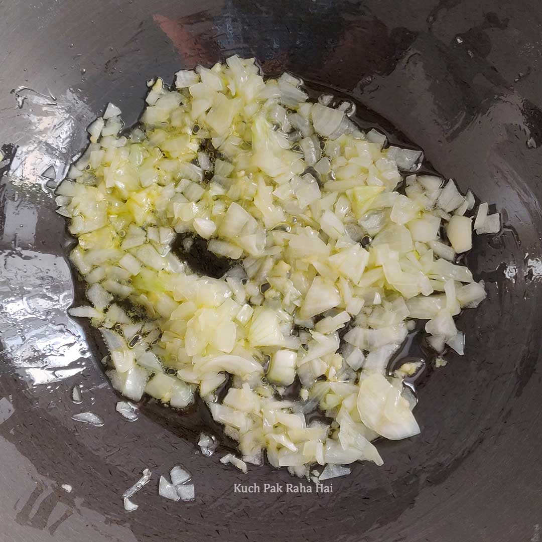 Sautéing onion and garlic.