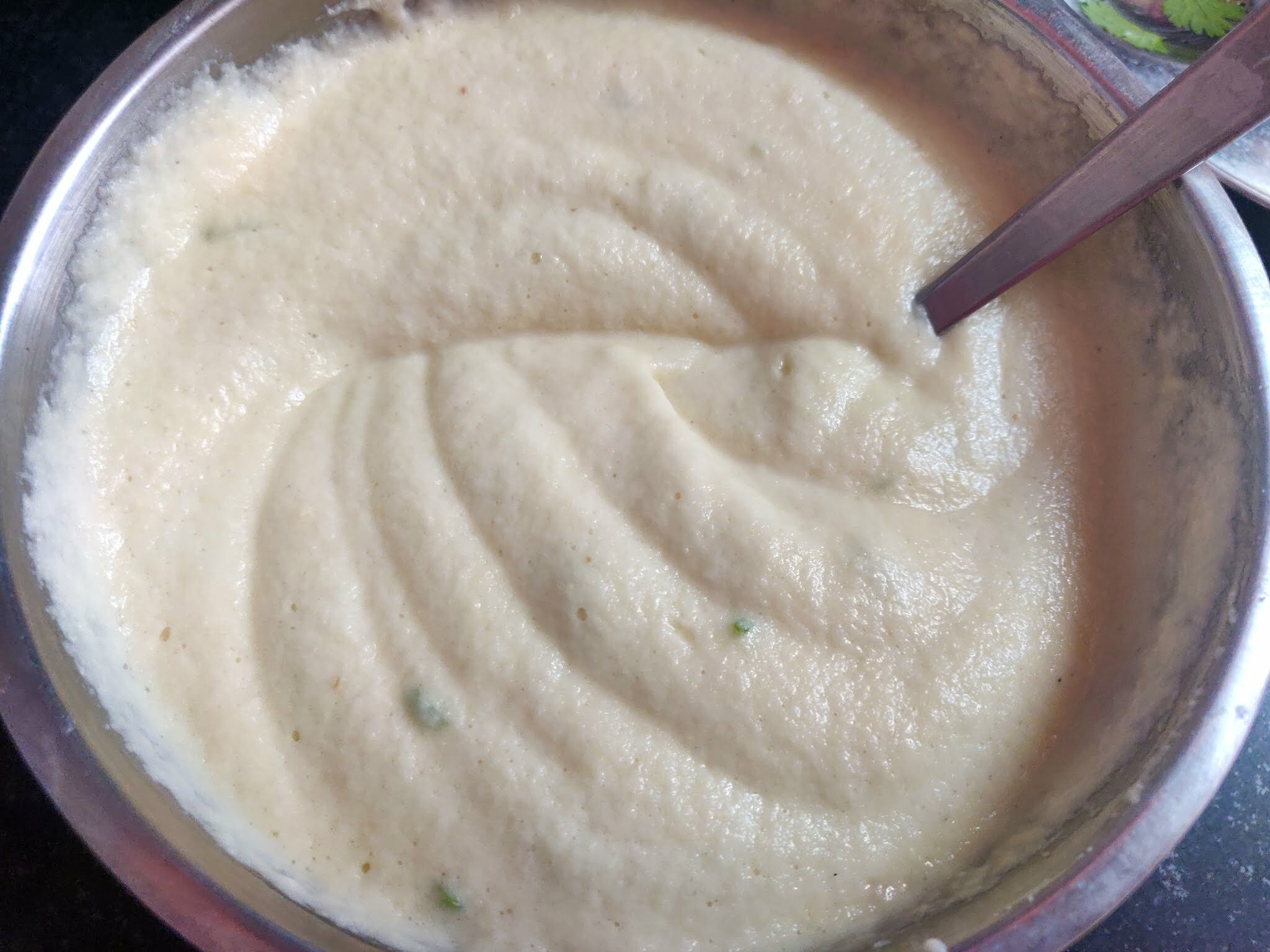 Moong dal idli batter is ready.