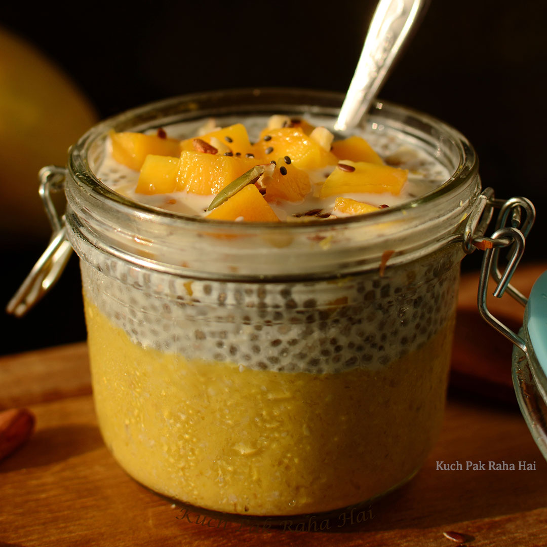 Mango Overnight Oats Recipe for healthy breakfast.