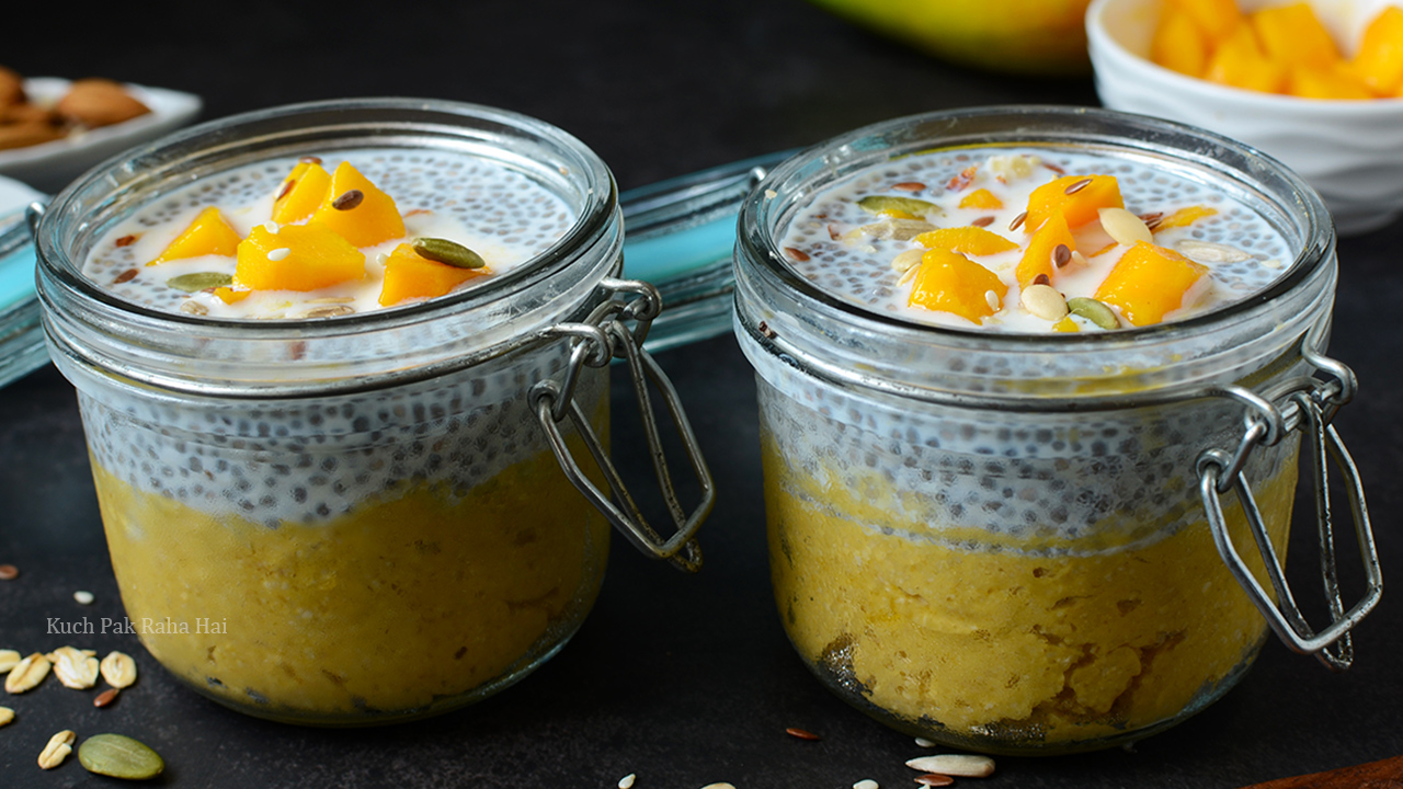 Mango Overnight Oats Chia Seed Pudding Jars