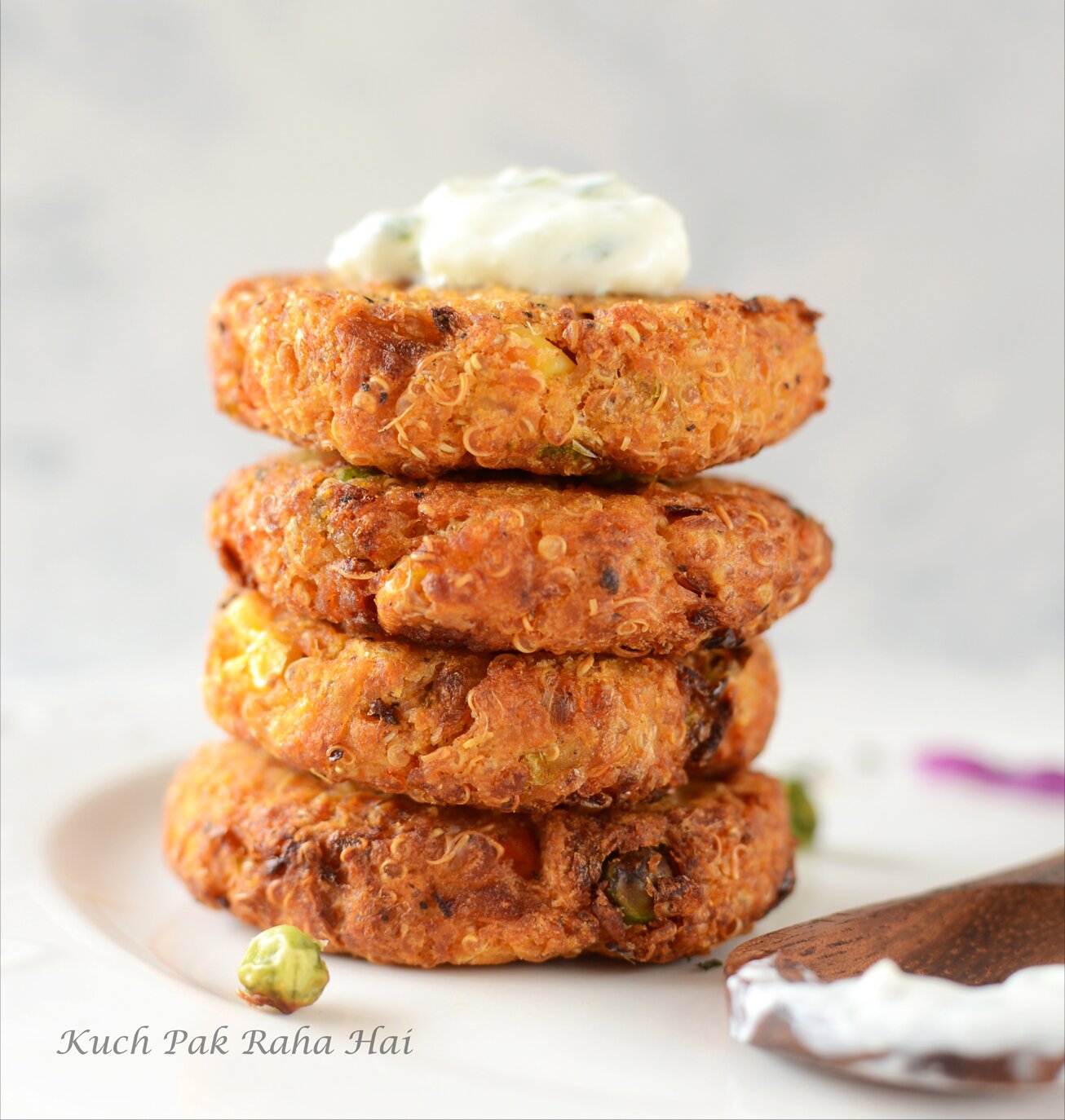 Crispy Quinoa Patties with Yoghurt Dip