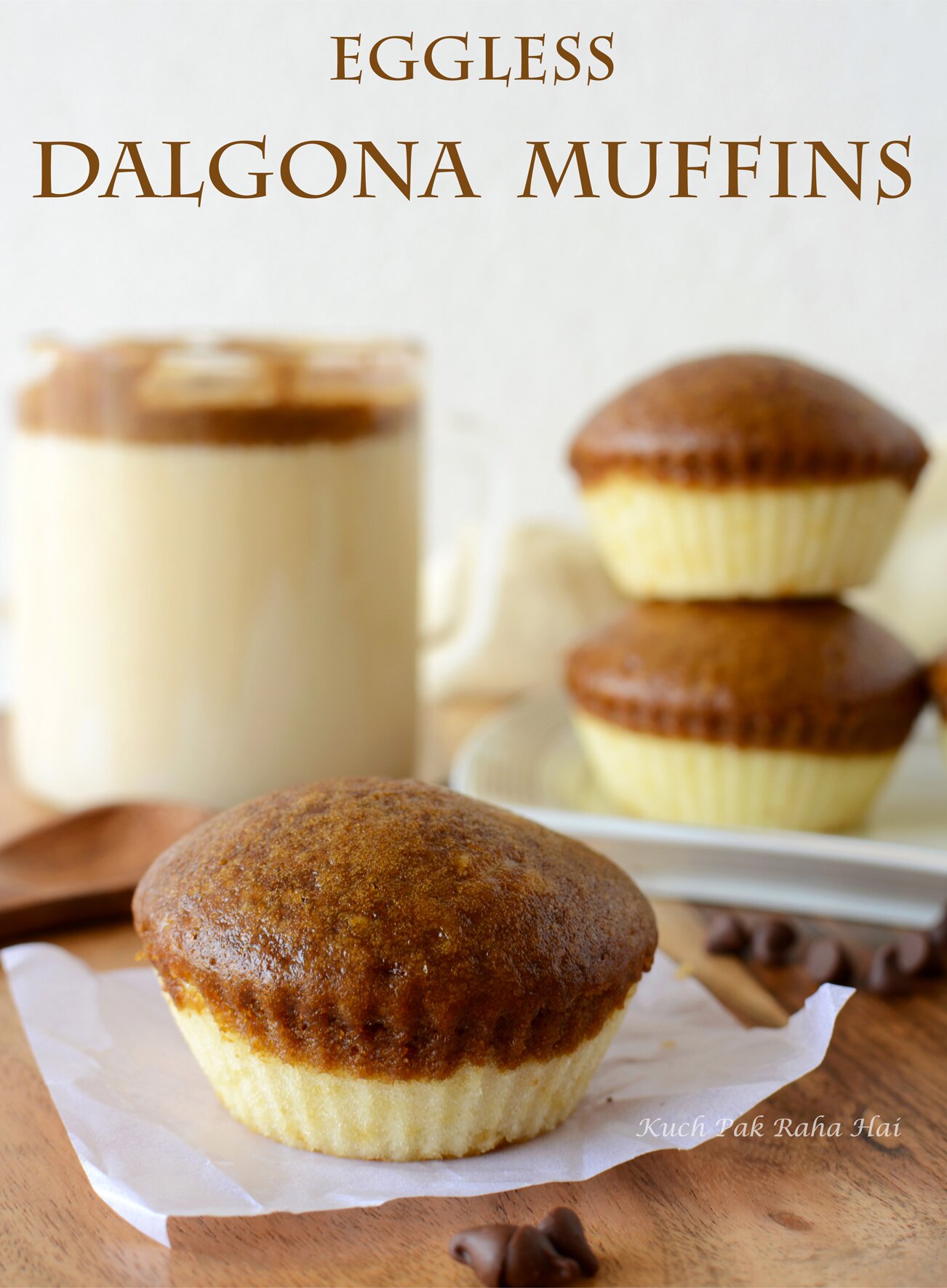 Eggless dalgona coffee cupcake recipe.