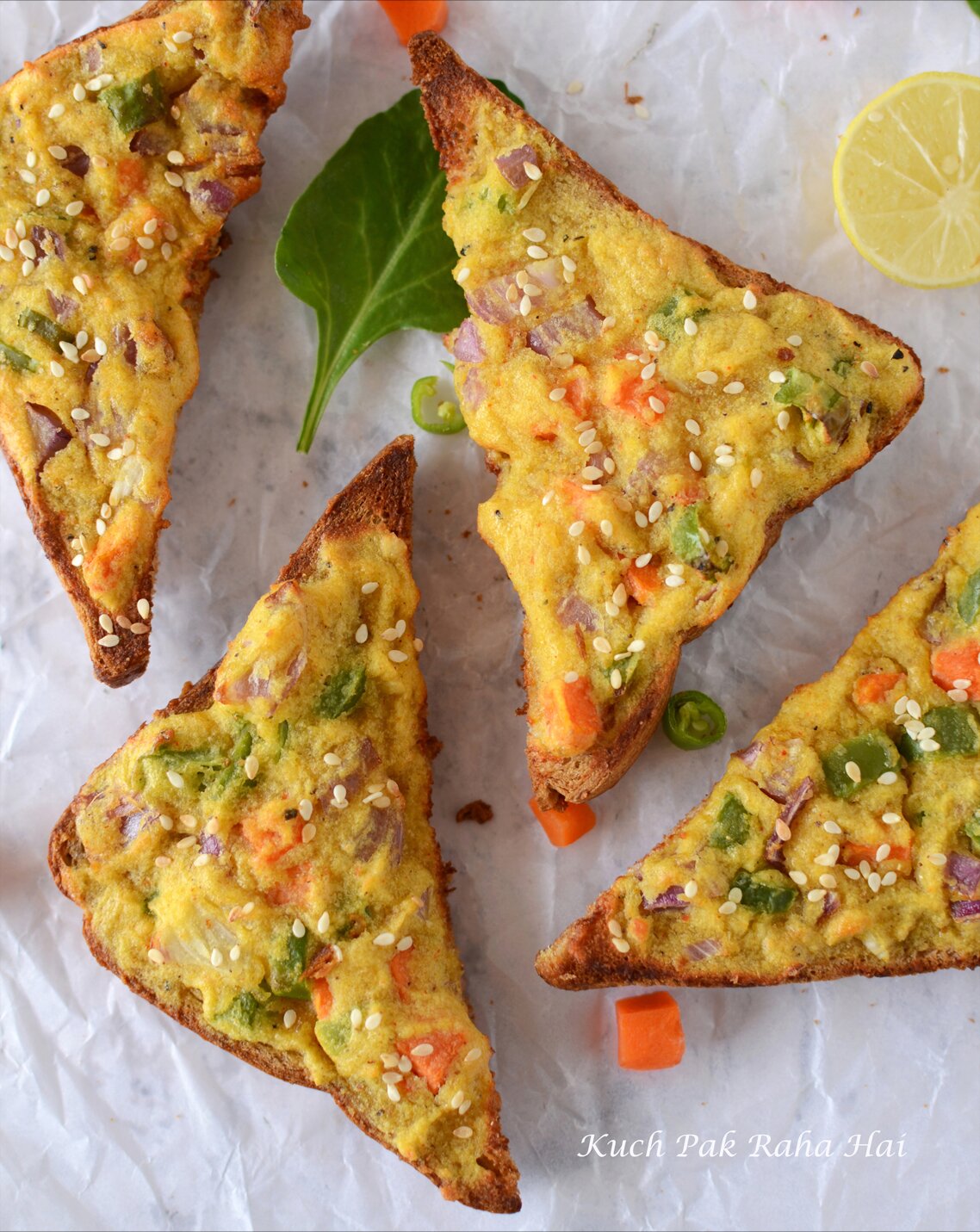 Moong Dal Toast or Lentil Toast made in air fryer