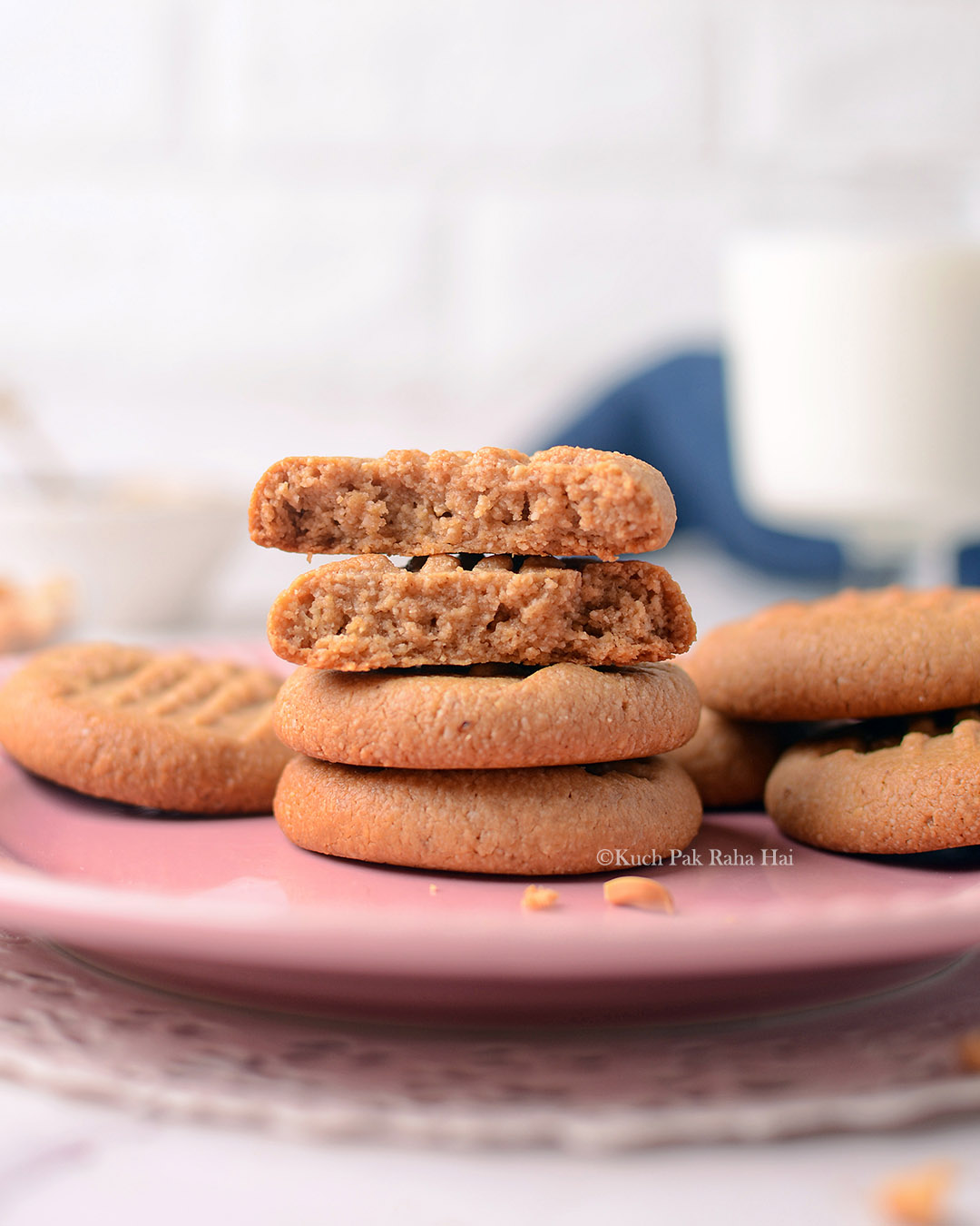 Peanut butter almond flour cookie texture from inside.