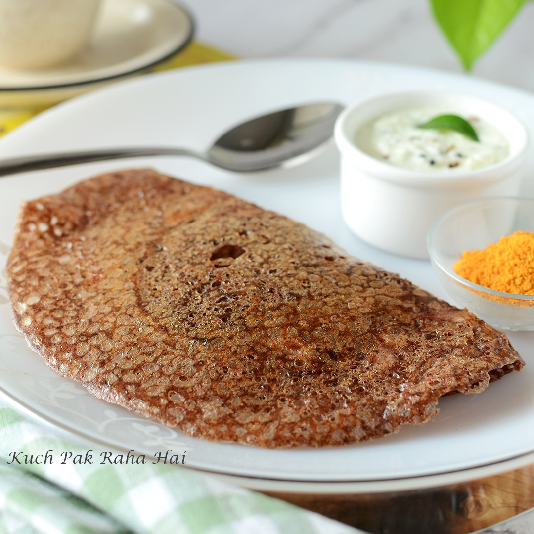 Ragi dosa instant recipe with rice flour.