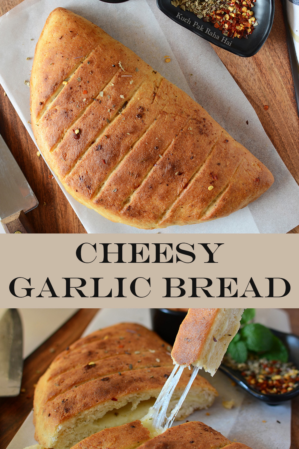 Cheesy Stuffed garlic bread vegetarian recipe no eggs