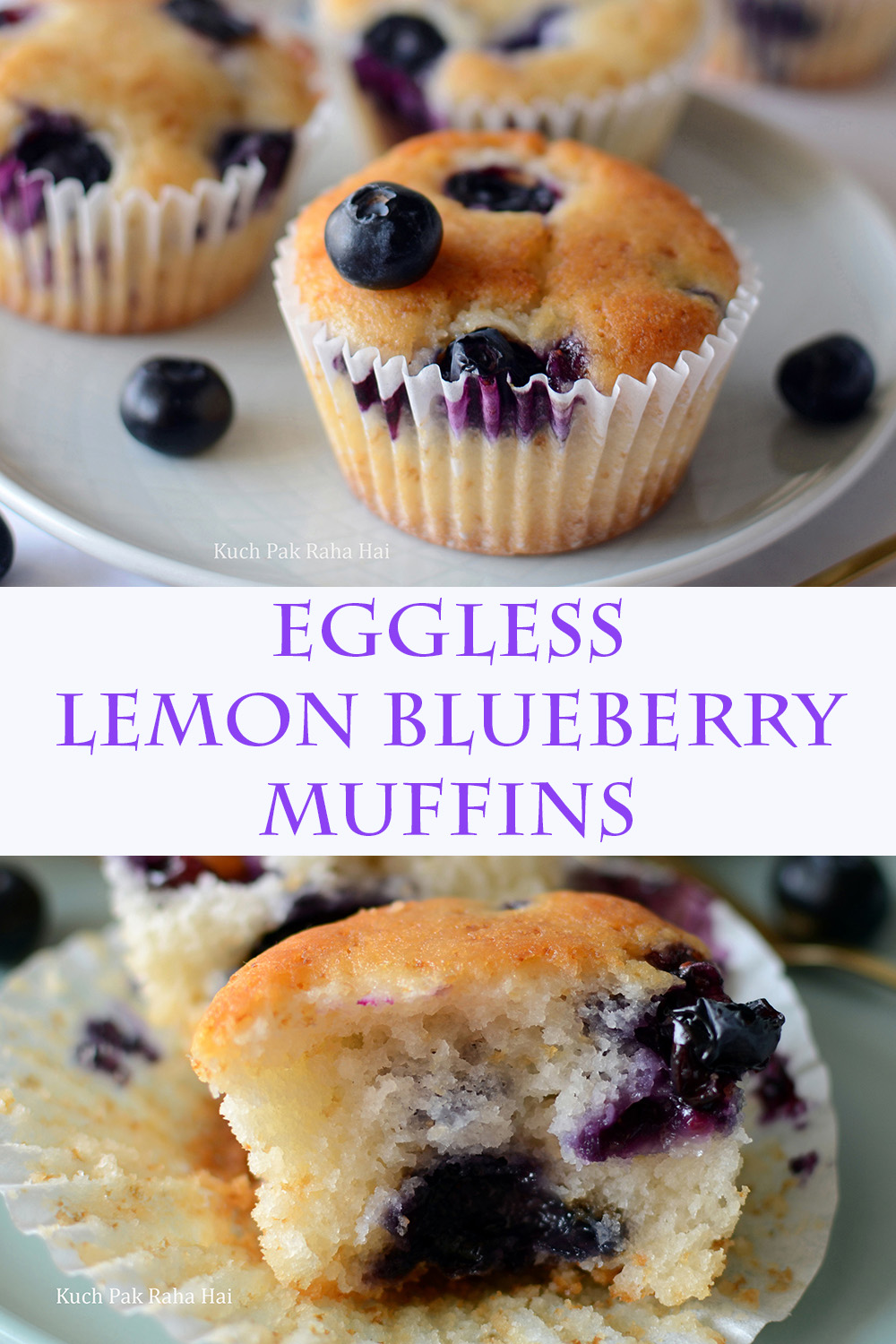 Eggless Lemon Blueberry Muffins Recipe