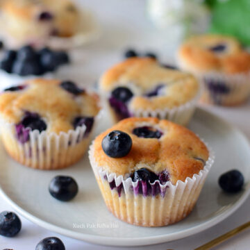 Eggless Lemon Blueberry Muffins