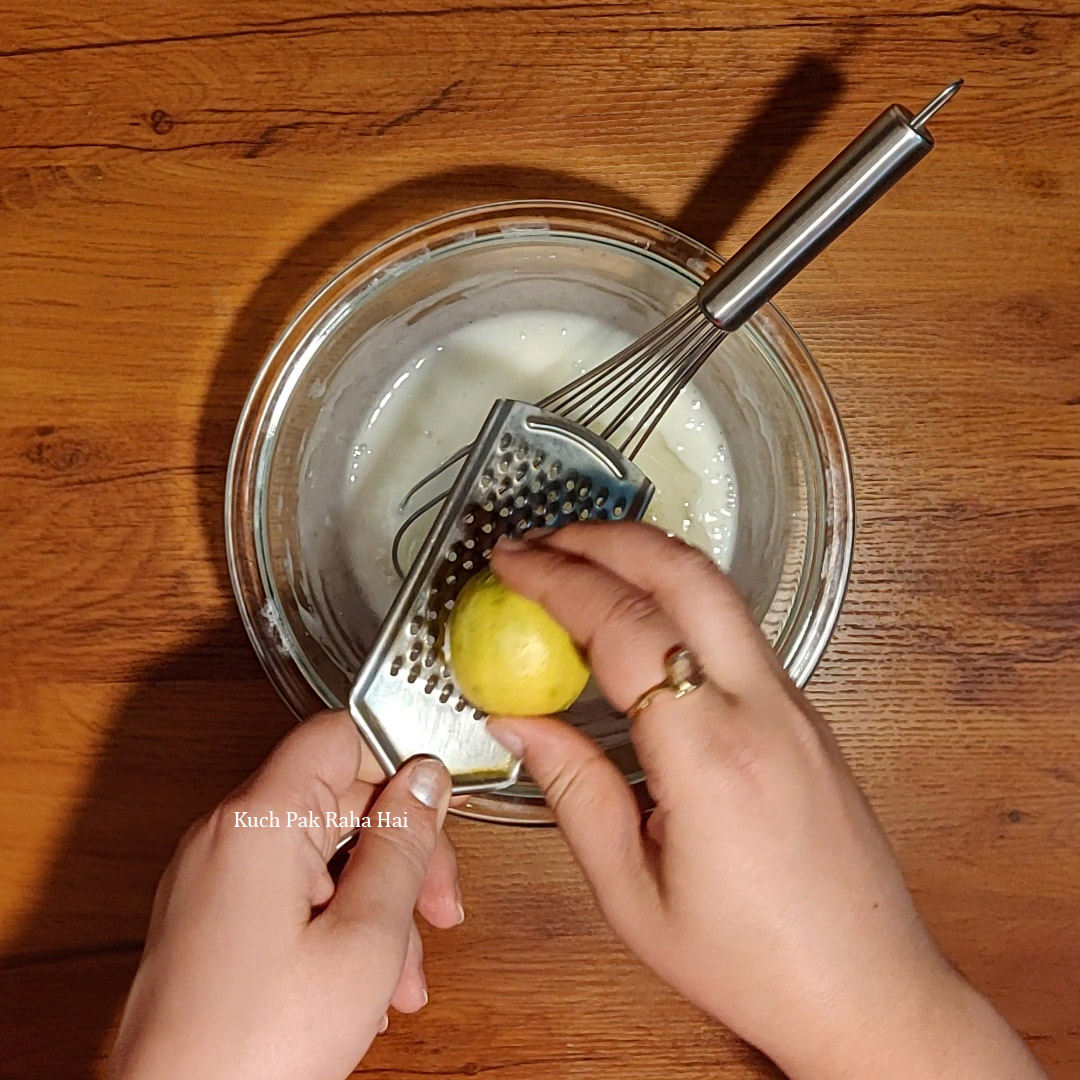 Mixing wet ingredients.