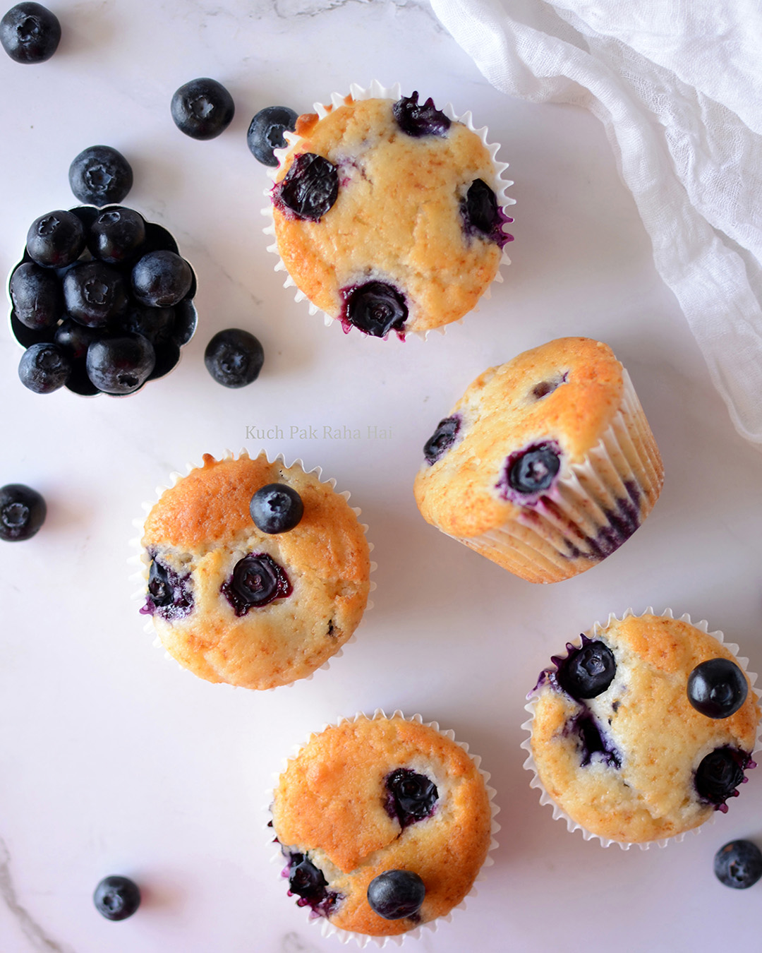 Eggless Lemon Blueberry Muffins Recipe