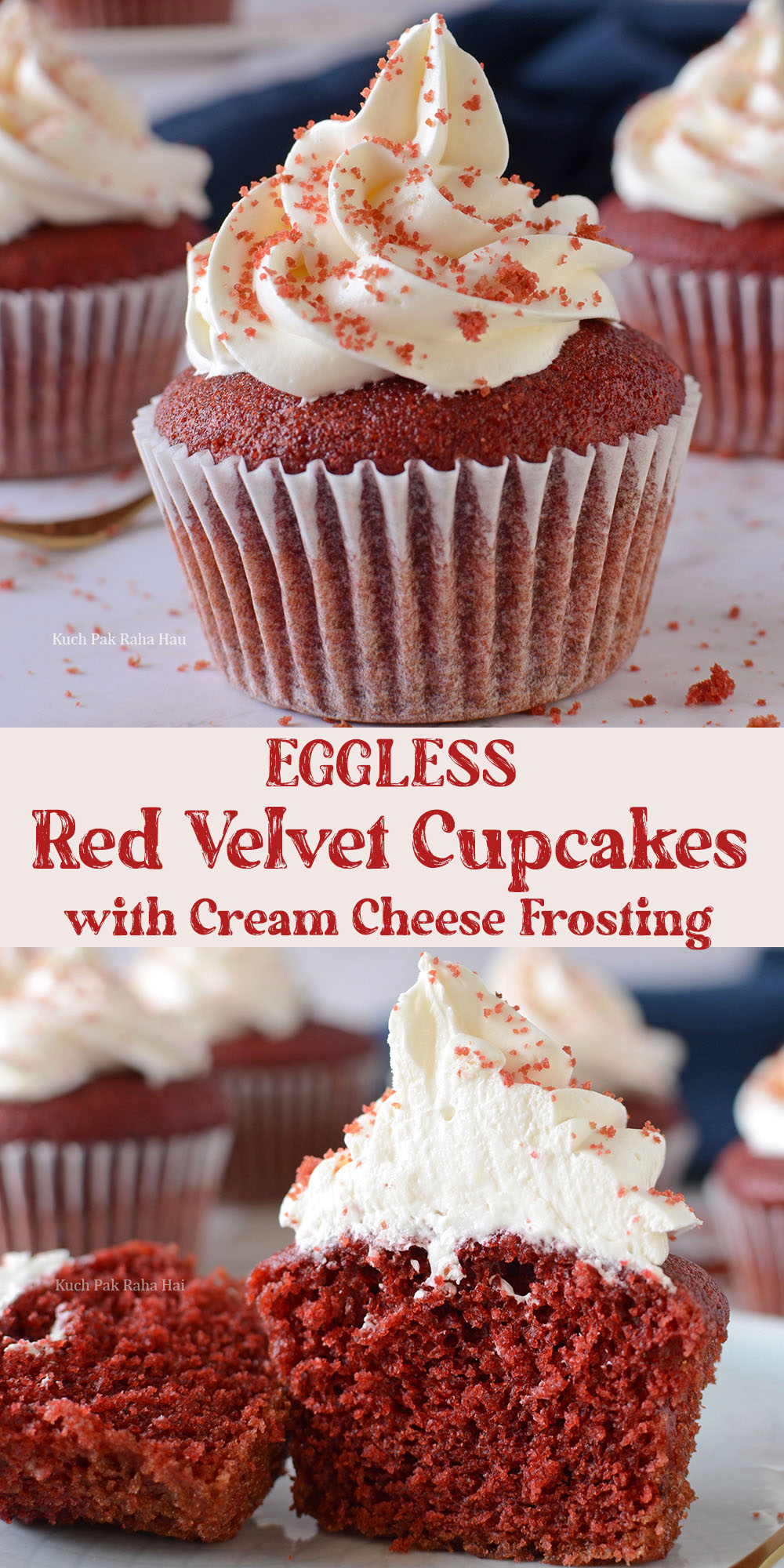 Eggless Red Velvet Cupcalkes with Cream Cheese Frosting Recipe Egg Free