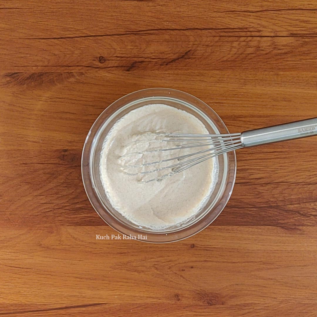 Resting the pancake batter.