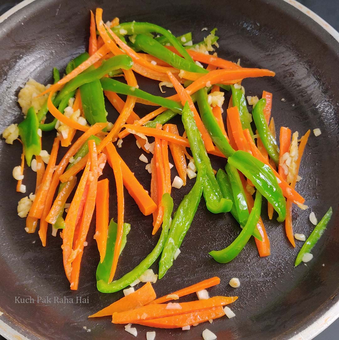 Sautéing vegetables.