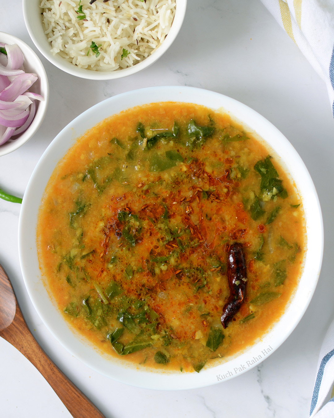 Dal Palak or Spinach Lentil Dal Recipe